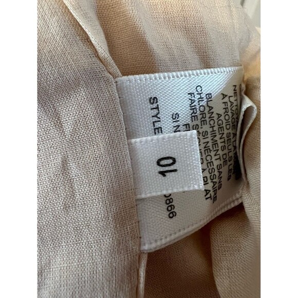 Rebecca Taylor Dress Womens 10 Biege Tulip Wrap Marzipan Combo Midi V Neck - Picture 8 of 10